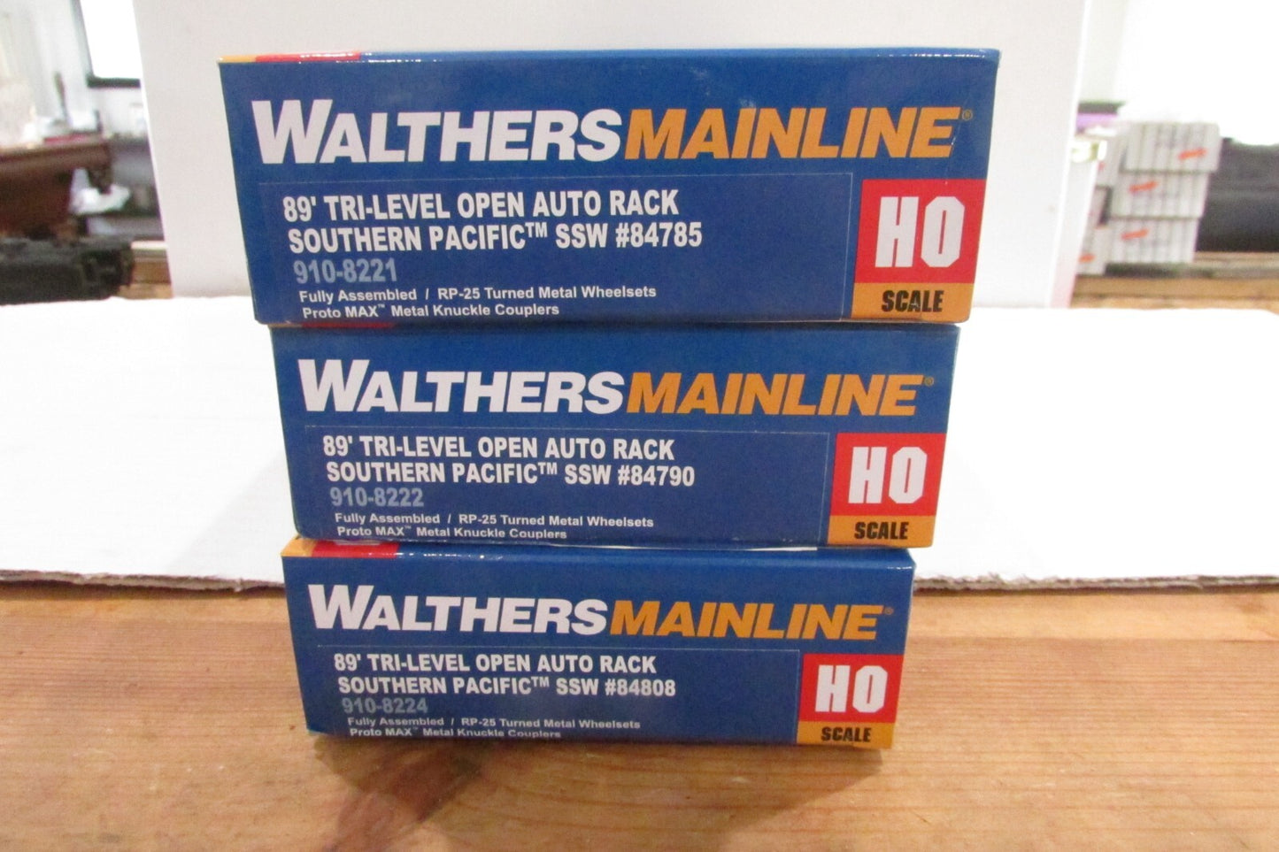 HO Scale Walthers (3) 910-8213,14,16 89' Tri-Level Open Auto Rack Pennsylvania