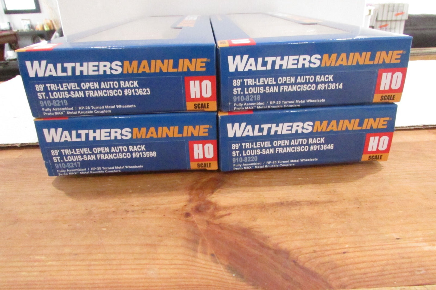 HO Scale Walthers (4) 89' Tri-Level Open Auto Rack St. Louis-San Francisco