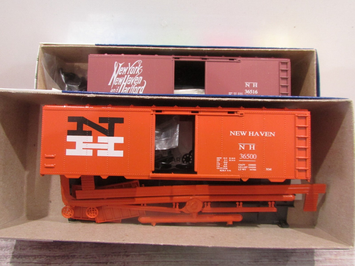 HO Scale Roundhouse (3) New Haven 40' Box Car Kits Lot#3276