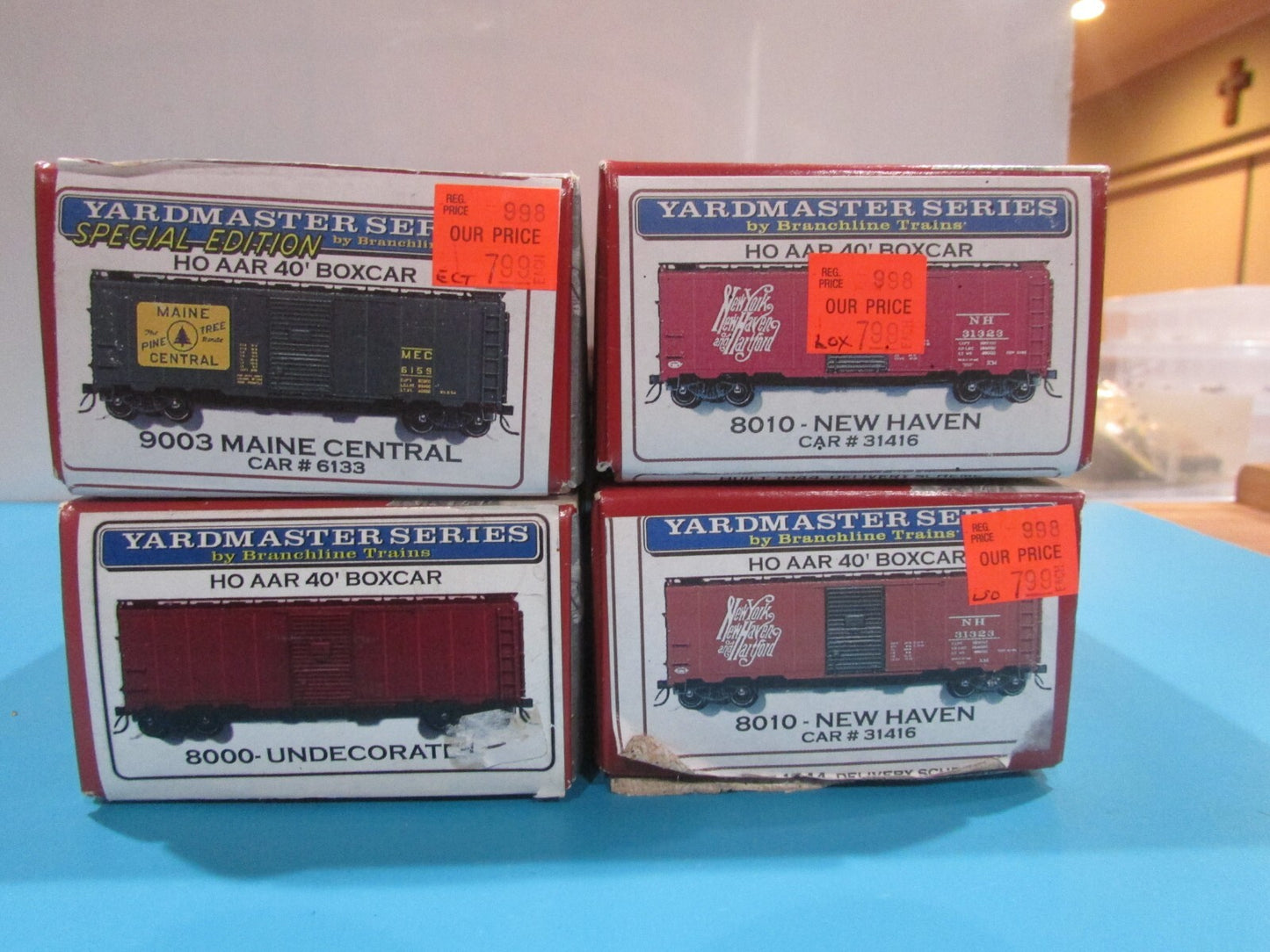 HO Scale Branchline Trains (4) Assorted AAR 40' BoxCar Lot#1960