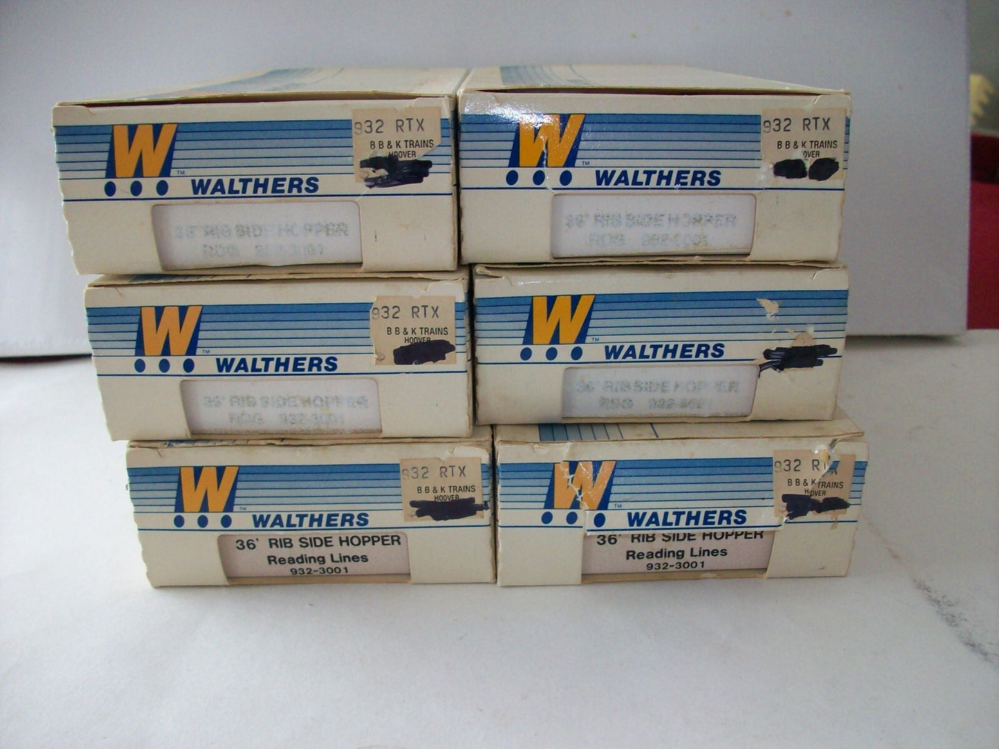 HO Scale (6)Walthers 36' Rib Side Hoppers "READING"Lot#4114