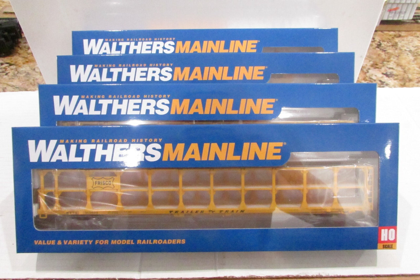 HO Scale Walthers (4) 89' Tri-Level Open Auto Rack St. Louis-San Francisco