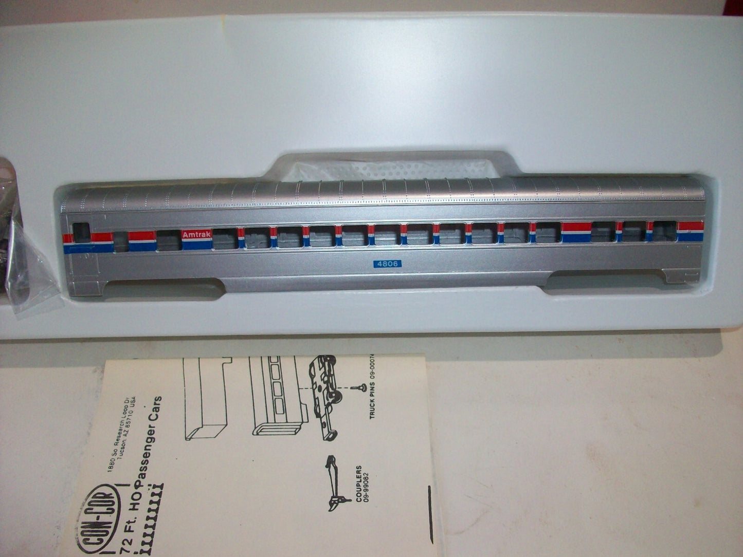 HO Scale Con-Cor 01-000906 72FT Coach Car Kit AMTRAK Lot#0476
