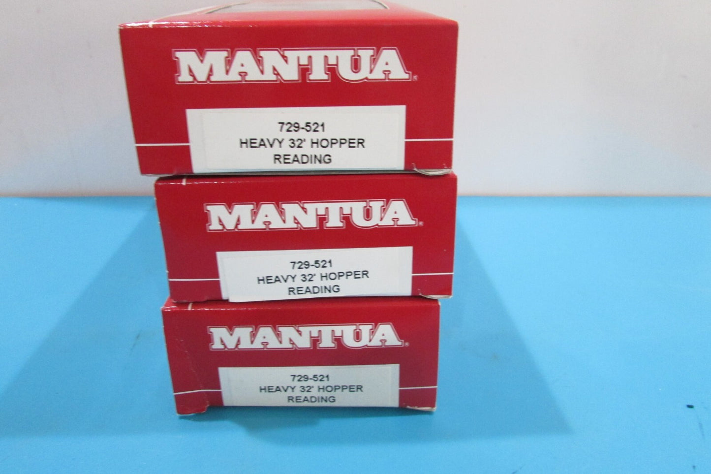 HO Scale Mantua (3Cars) Heavy 52' Hopper Blue End Panel w/Load READING Lot#4254