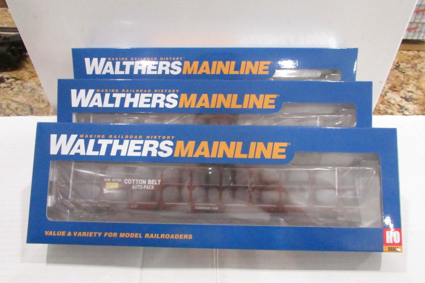HO Scale Walthers (3) 910-8213,14,16 89' Tri-Level Open Auto Rack Pennsylvania