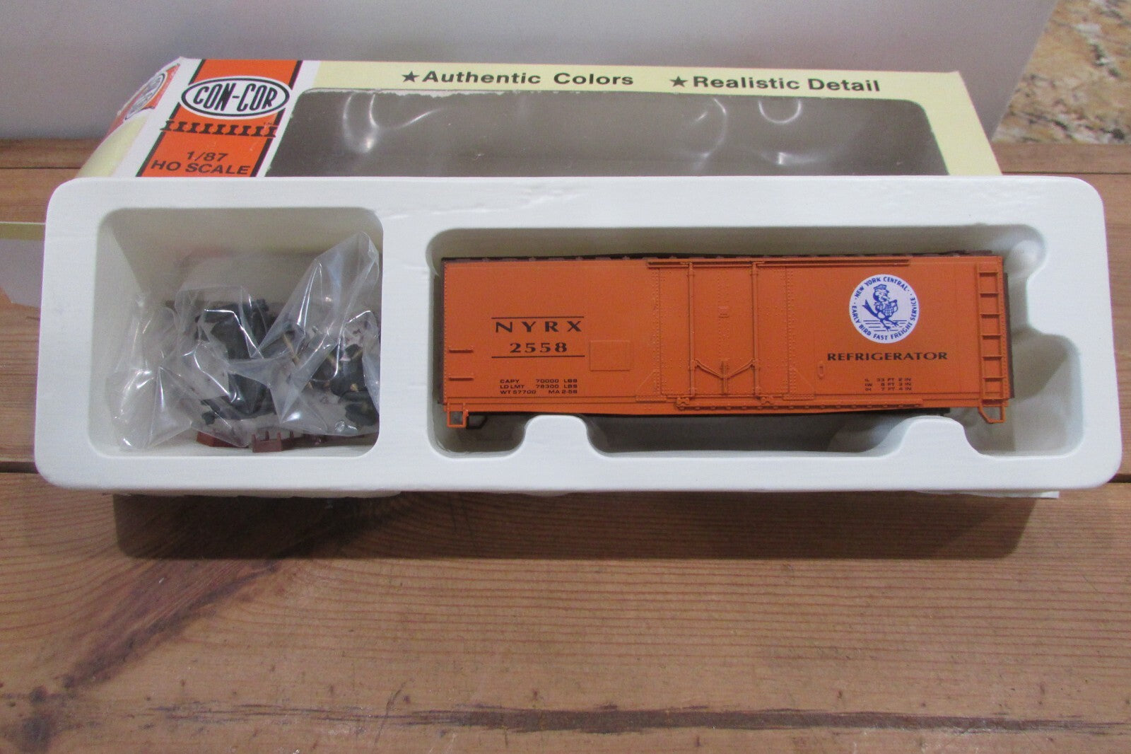HO Scale Con-Cor 40' Reefer Car Kit NYC NYRX #2558 Lot#4550