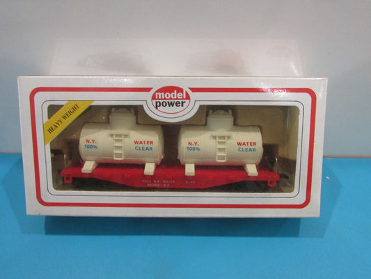 HO Scale Model Power Flat Car Water Clear w/ Removable Tanks Lot#2427