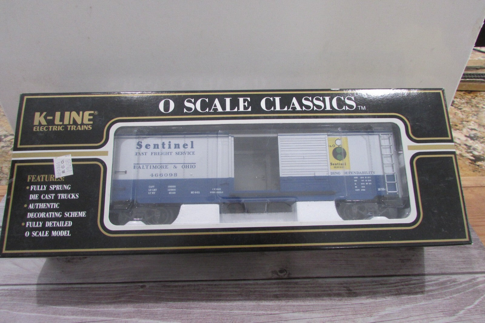 O Gauge K-Line K764-1091 B&O Sentinel Classic Box Car  Lot#2988