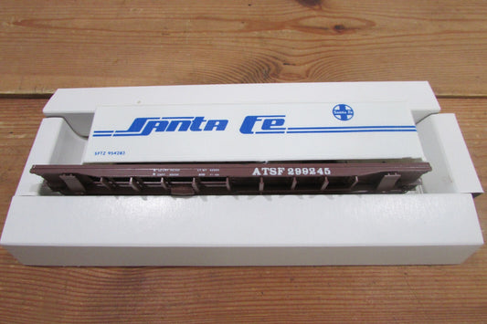 HO Scale Front Ranger Product 4133 TOFC Flat Car W/ Trailer Santa Fe Lot#3764