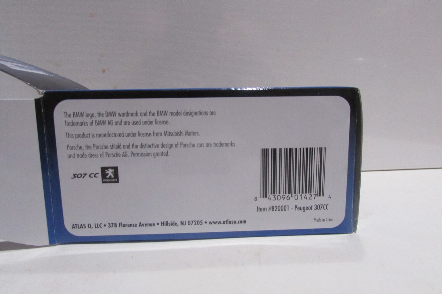 O Scale Gauge 1:43 Atlas 820001 Peugeot 307 CC (Black) NIB