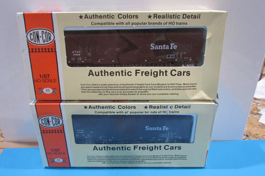 HO Scale (2)Con-Cor 60ft Single Door Boxcar Kit Santa Fe Lot#0684