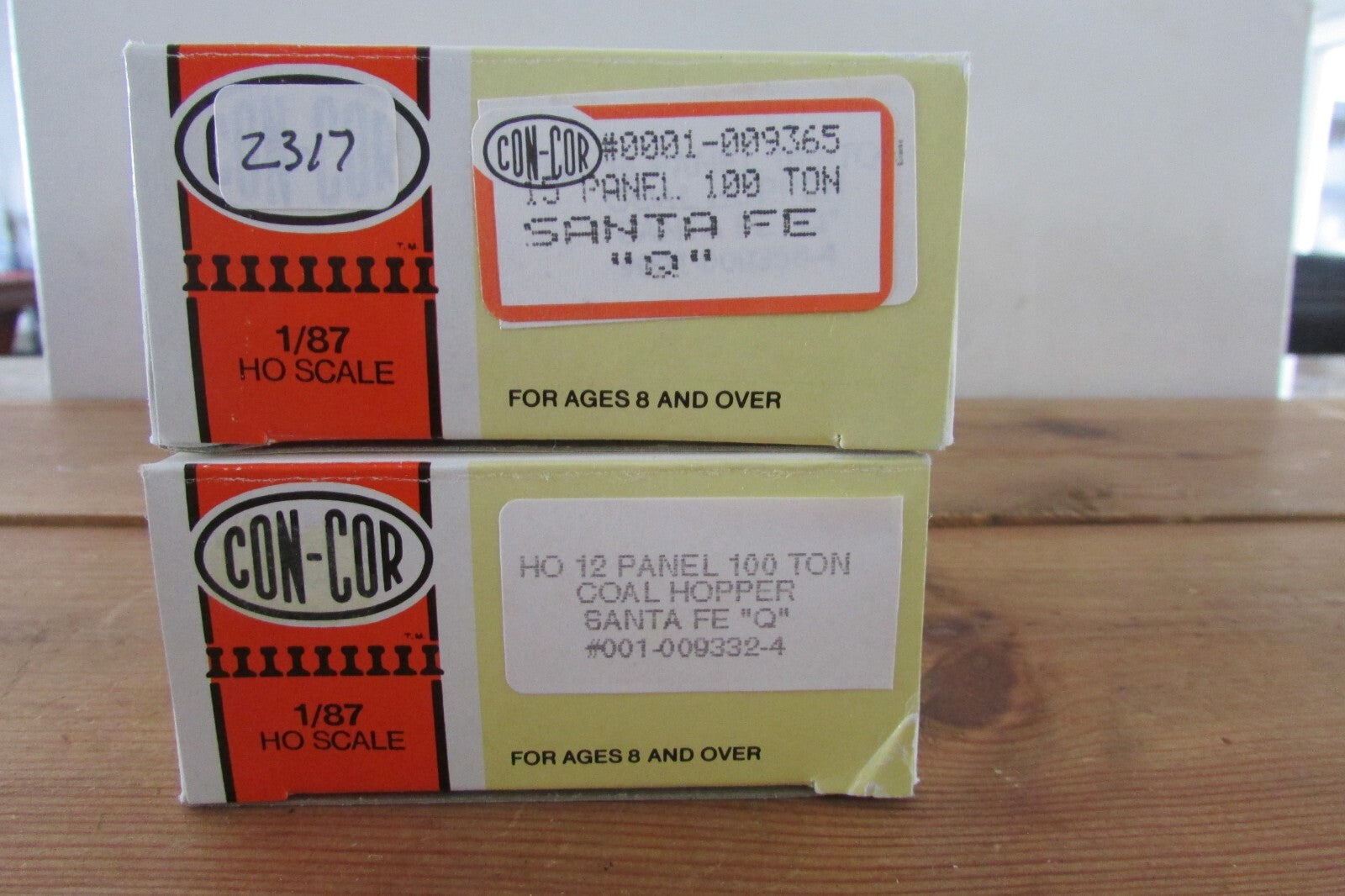 HO Scale Con-Cor (2) 12Panel 100 Ton Coal Hopper Santa Fe "Q" Kits Lot#2793