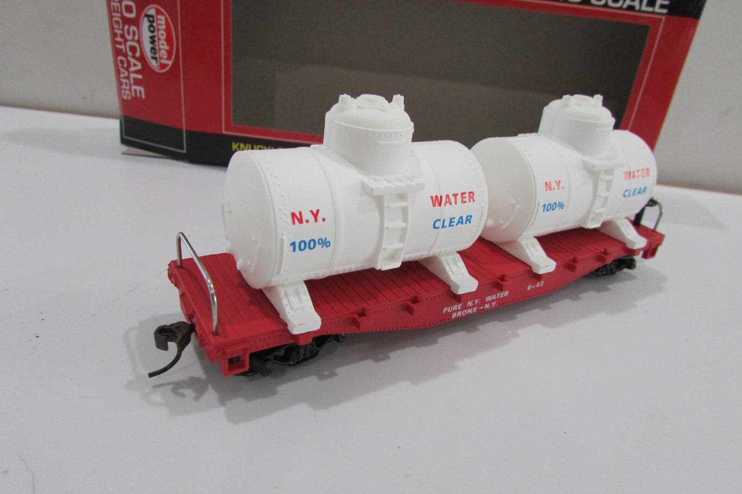 HO Scale Model Power 98163 40' Flat w/ Twin Removable Tank Water Car Lot#4263