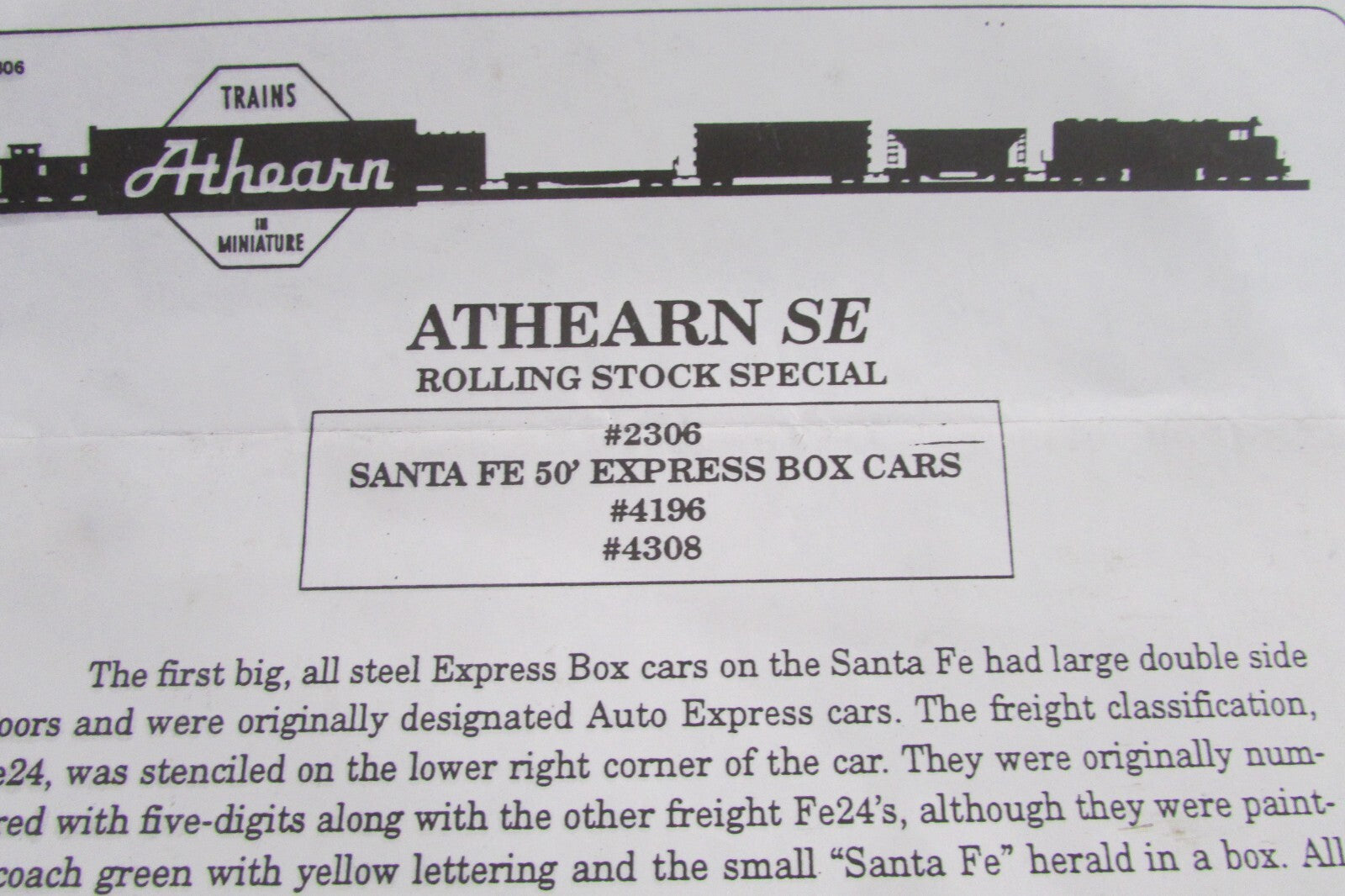 HO Scale Athearn 2306 50ft DD Box Cars Set Santa Fe Lot#0667