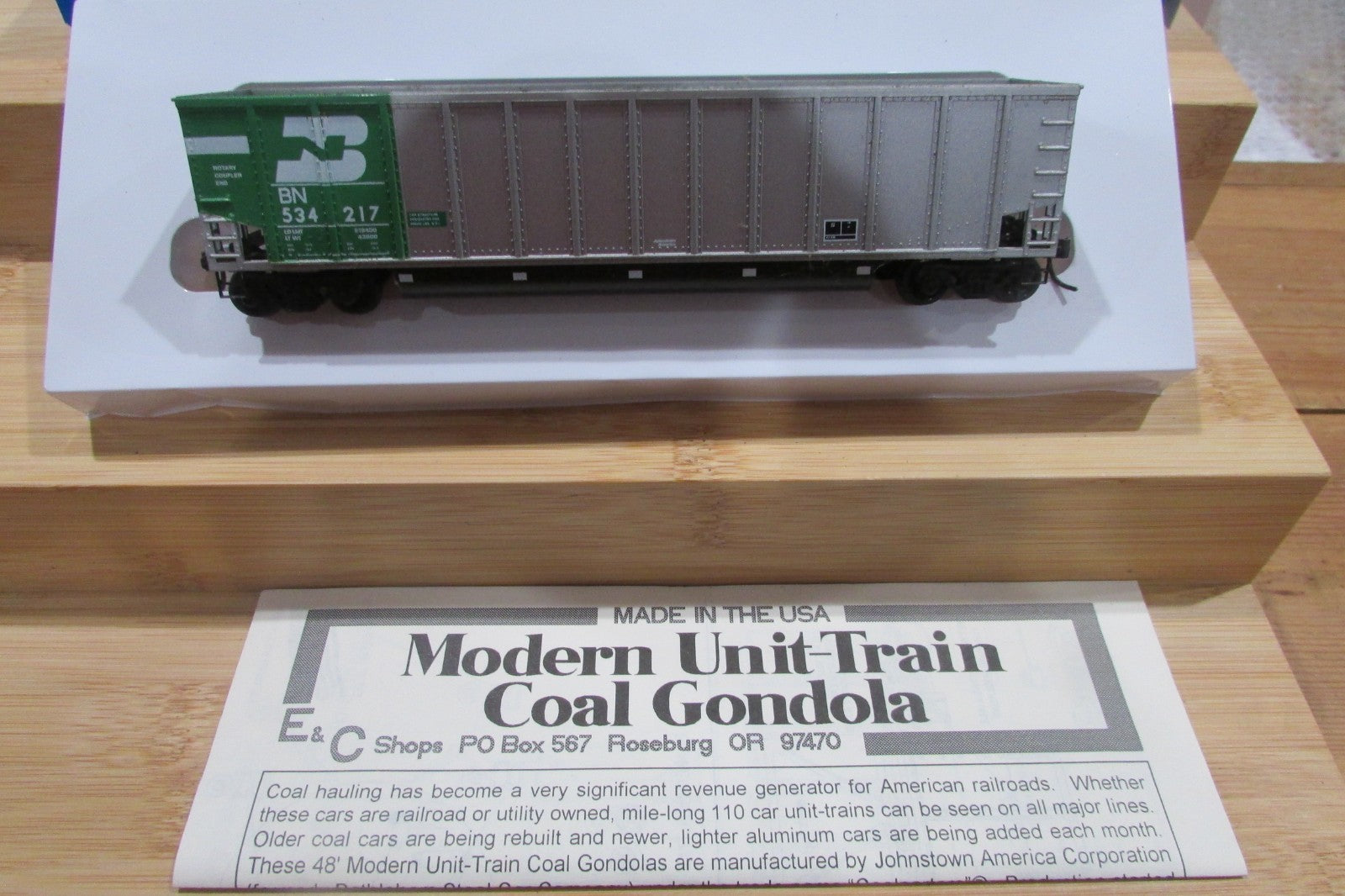 HO Scale E&C Shop 0401 Johnstown CoalPorter Burlinton Northern #534217 ECS4986