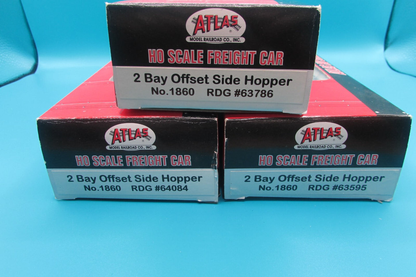 HO Scale Atlas 1860 (3) Assorted 2Bay Offset Side Hopper Cars Reading Lot#4460