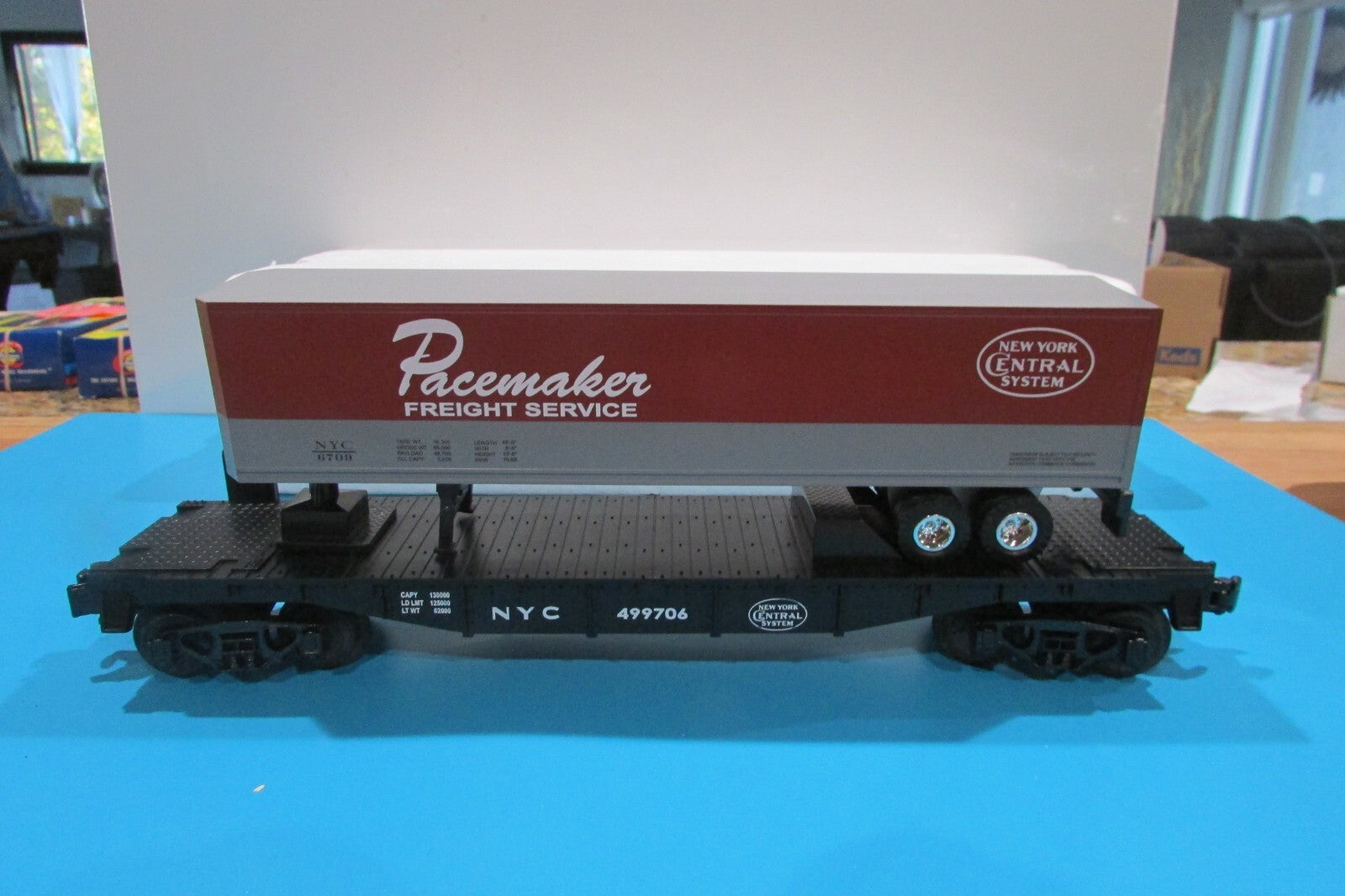 O SCALE MTH 30-7608 NYC Pacemaker Semi-Scale Flat Car w/Trailer  Lot#0676