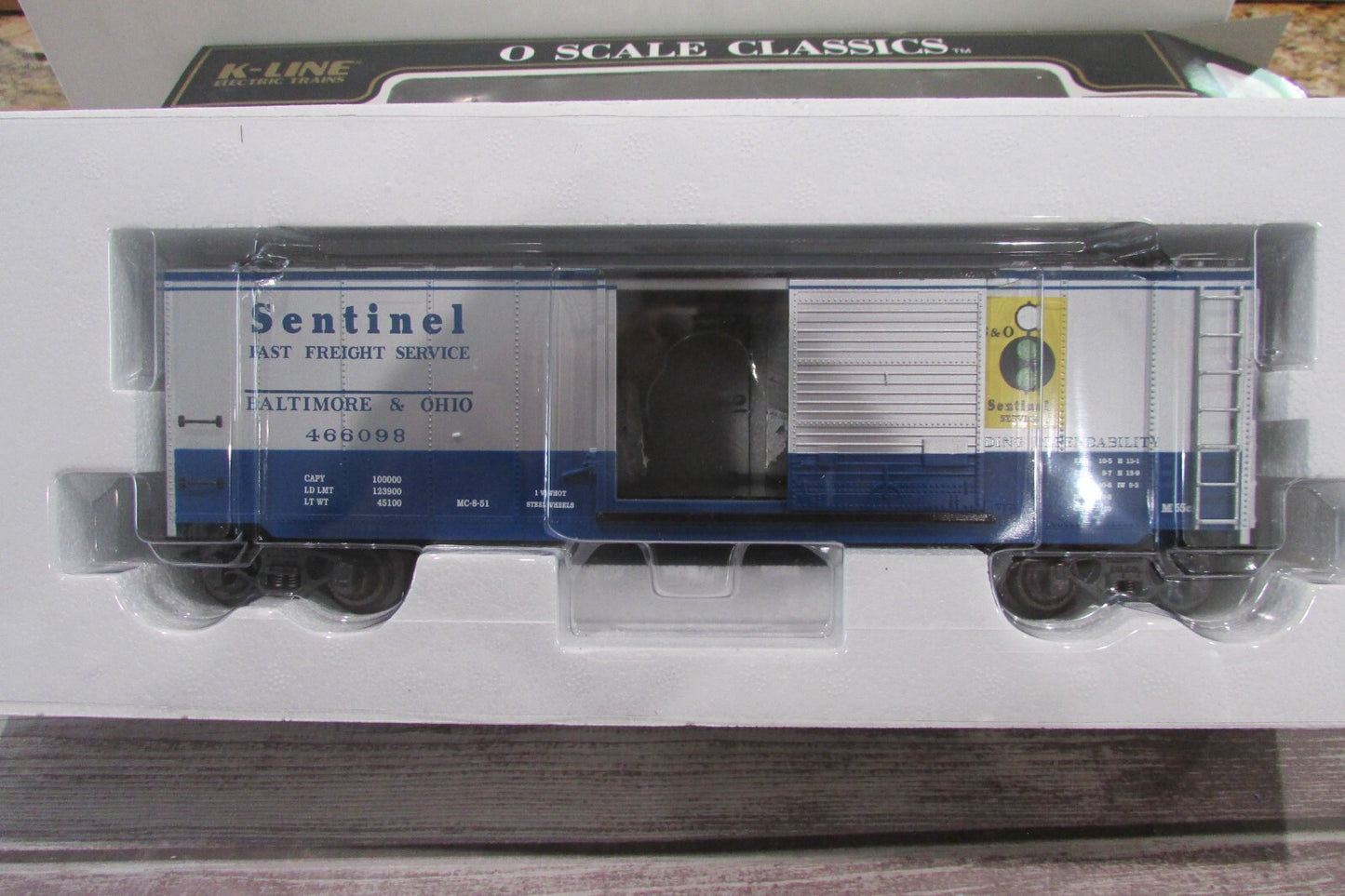 O Gauge K-Line K764-1091 B&O Sentinel Classic Box Car  Lot#2988