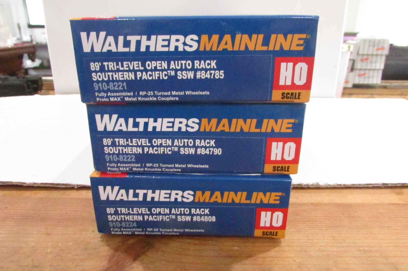HO Scale Walthers (3) 910-8213,14,16  89' Tri-Level Open Auto Rack Pennsylvania