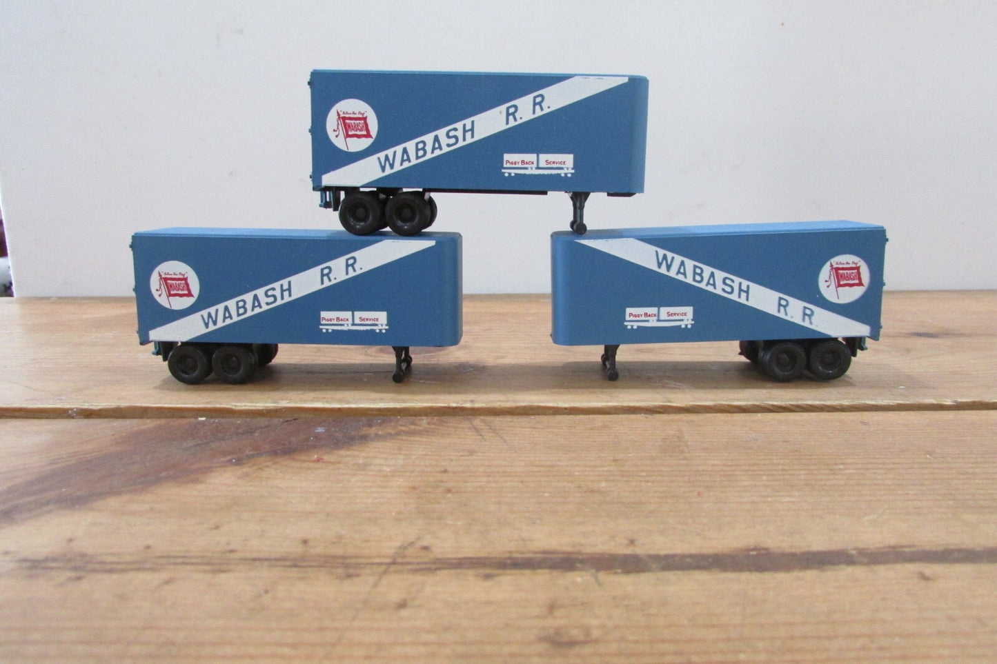 HO Scale Athearn (3) Piggy-Back Trailers Service WABASH Lot#4774