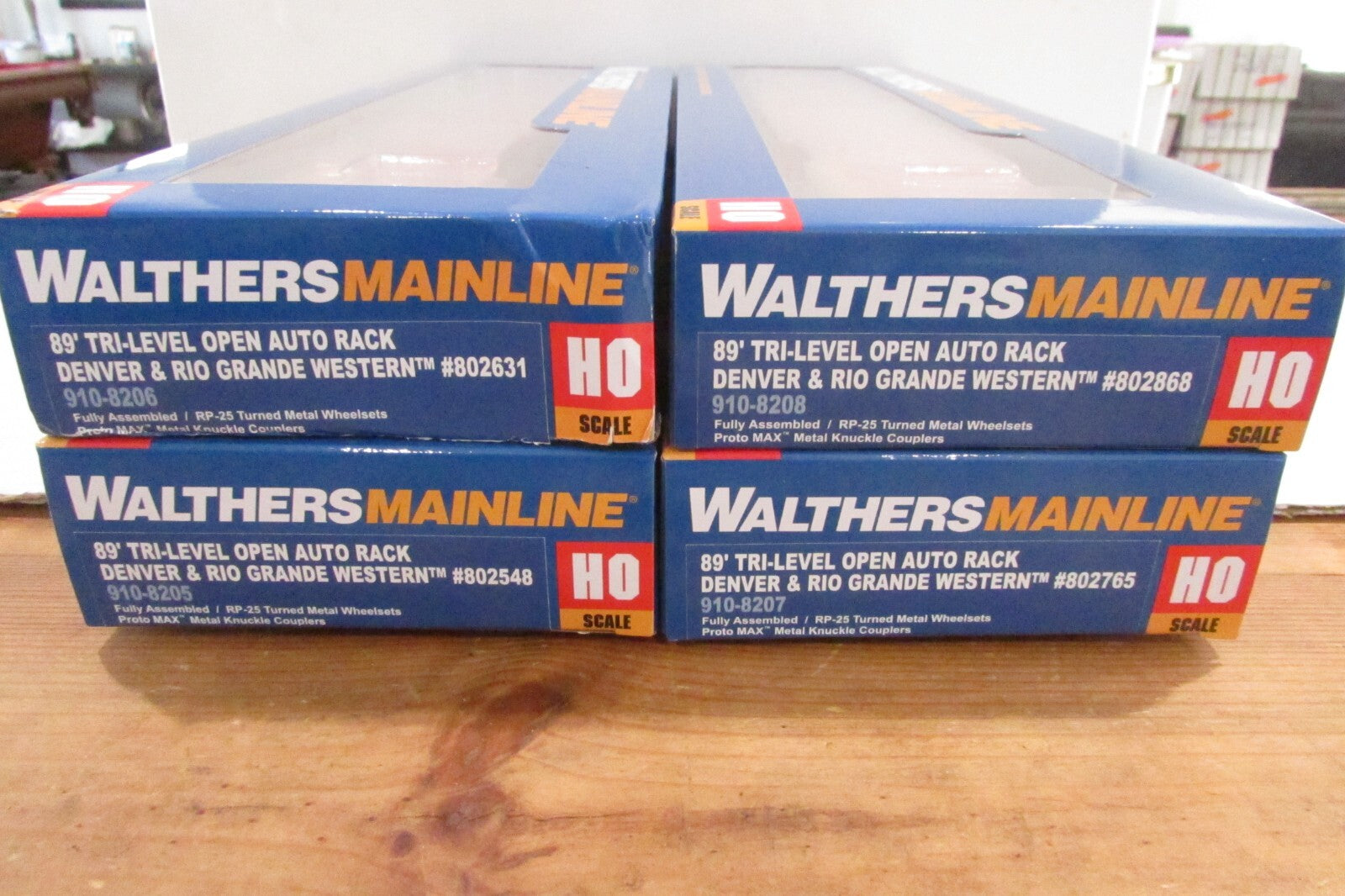 HO Scale Walthers (4) 89' Tri-Level Open Auto Rack Chicago,Burlington & Quincy