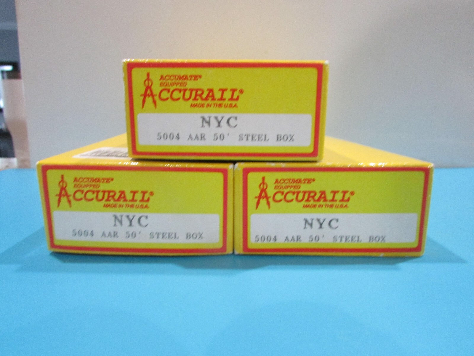 HO Scale Accurail 5004 AAR 50' Steel Box Cars NYC Lot#1214