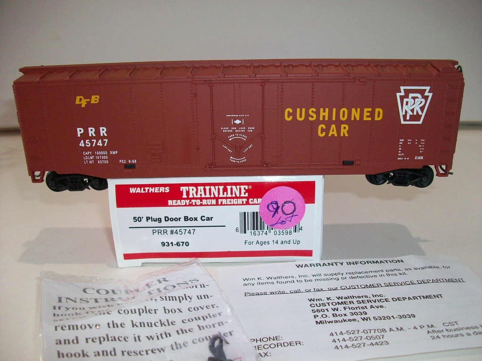 HO Scale Walthers 931-670 50' Plug Door Box Car PRR  #45747