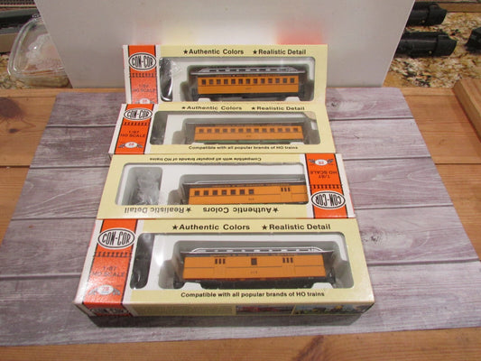 HO Scale Con-Cor (4) Old Timer Rio Grande Passenger Cars Kits Lot#3148
