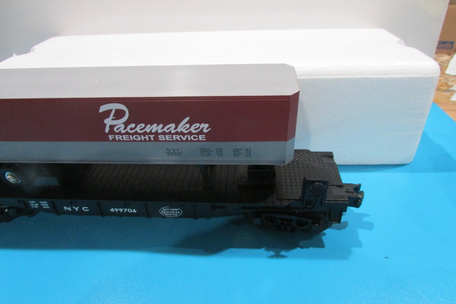O SCALE MTH 30-7608 NYC Pacemaker Semi-Scale Flat Car w/Trailer  Lot#0676