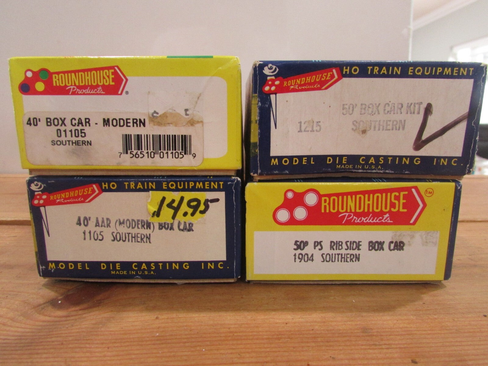 HO Scale Roundhouse (4) Assorted Cars Kits SOUTHERN Lot#1913