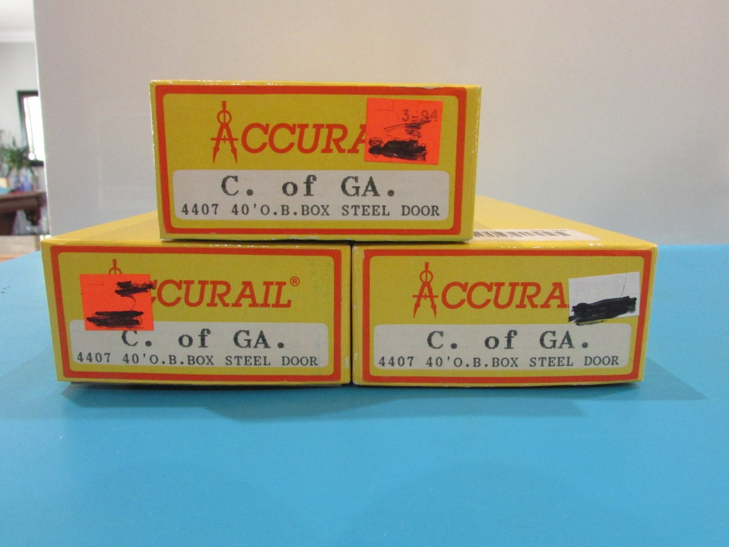 Ho Scale Accurail 4216 (3cars) 40' O.B Box Steel Ends Central of NJ Lot#1377