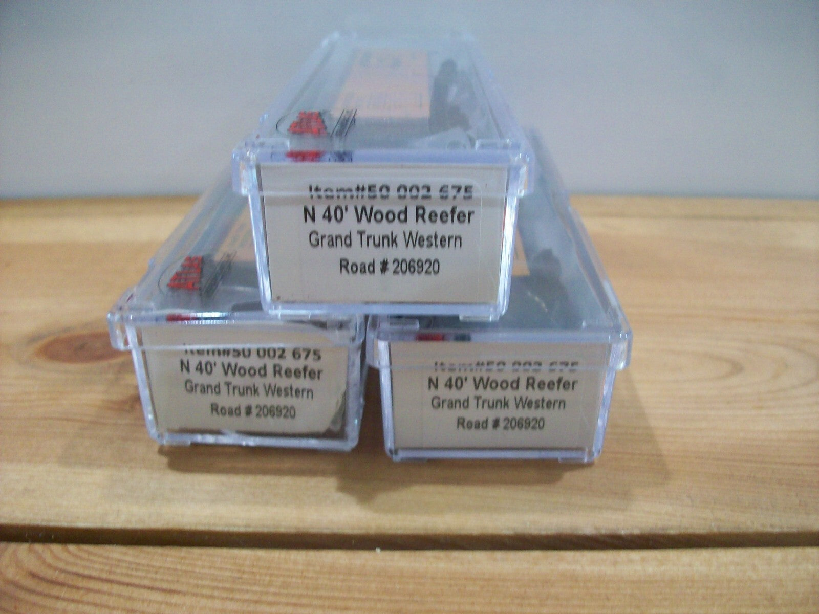 N Scale (3)Atlas 40' Wood Reefer Grand Trunk Western Cars#206924