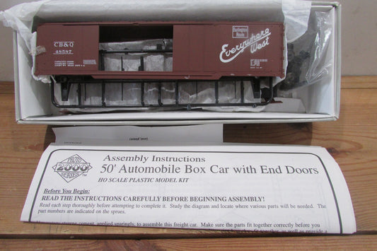 HO Scale Proto 2000 50' Automobile Box Car CB&Q w/Ends Doors Lot#3785