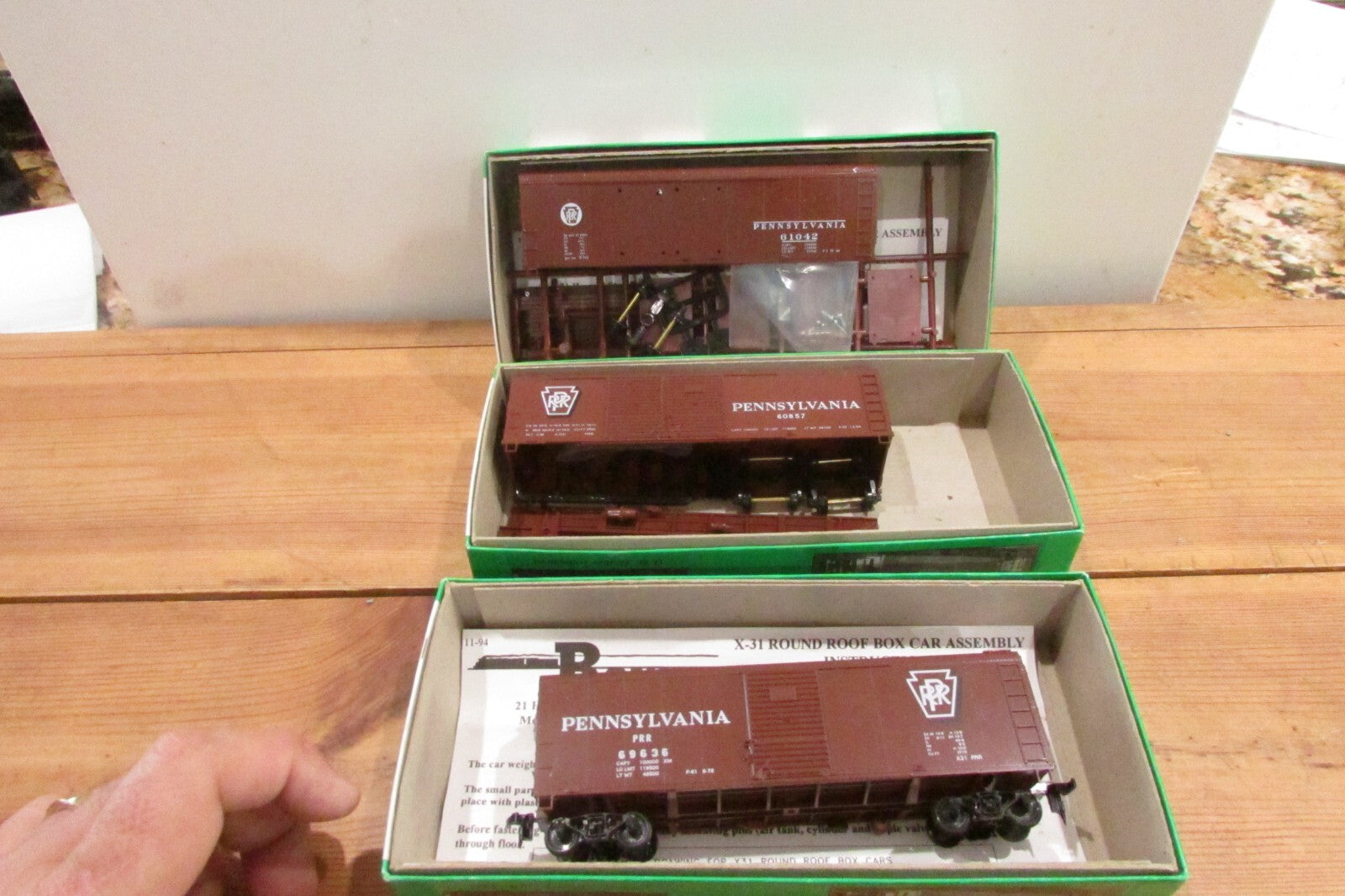 Ho Scale Bowser (3) Pennsylvania 40' Single & Double Door  Box Cars  Lot#3420