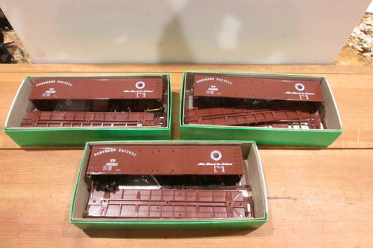 Ho Scale Bowser (3) 50'Round Roof DD Box Car Kit Northern Pacific Lot#3414