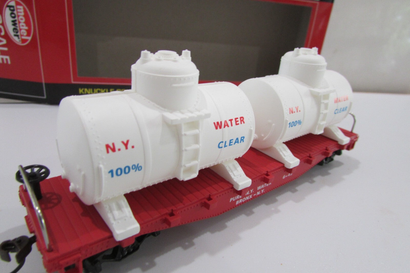 HO Scale Model Power 98163 40' Flat w/ Twin Removable Tank Water Car Lot#4263