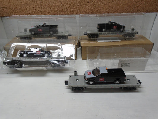 Menards  O Scale (4) Flatcar with Milwaukee Road F150 Maintenance Truck