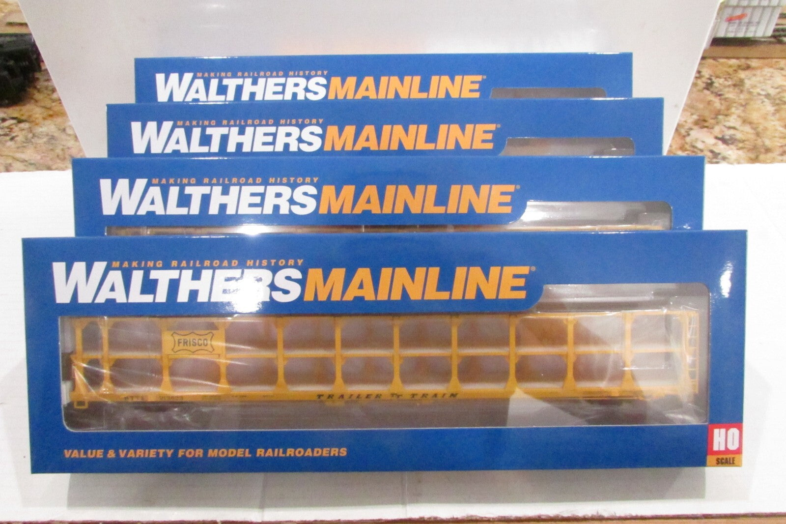 HO Scale Walthers (4) 89' Tri-Level Open Auto Rack St. Louis-San Francisco