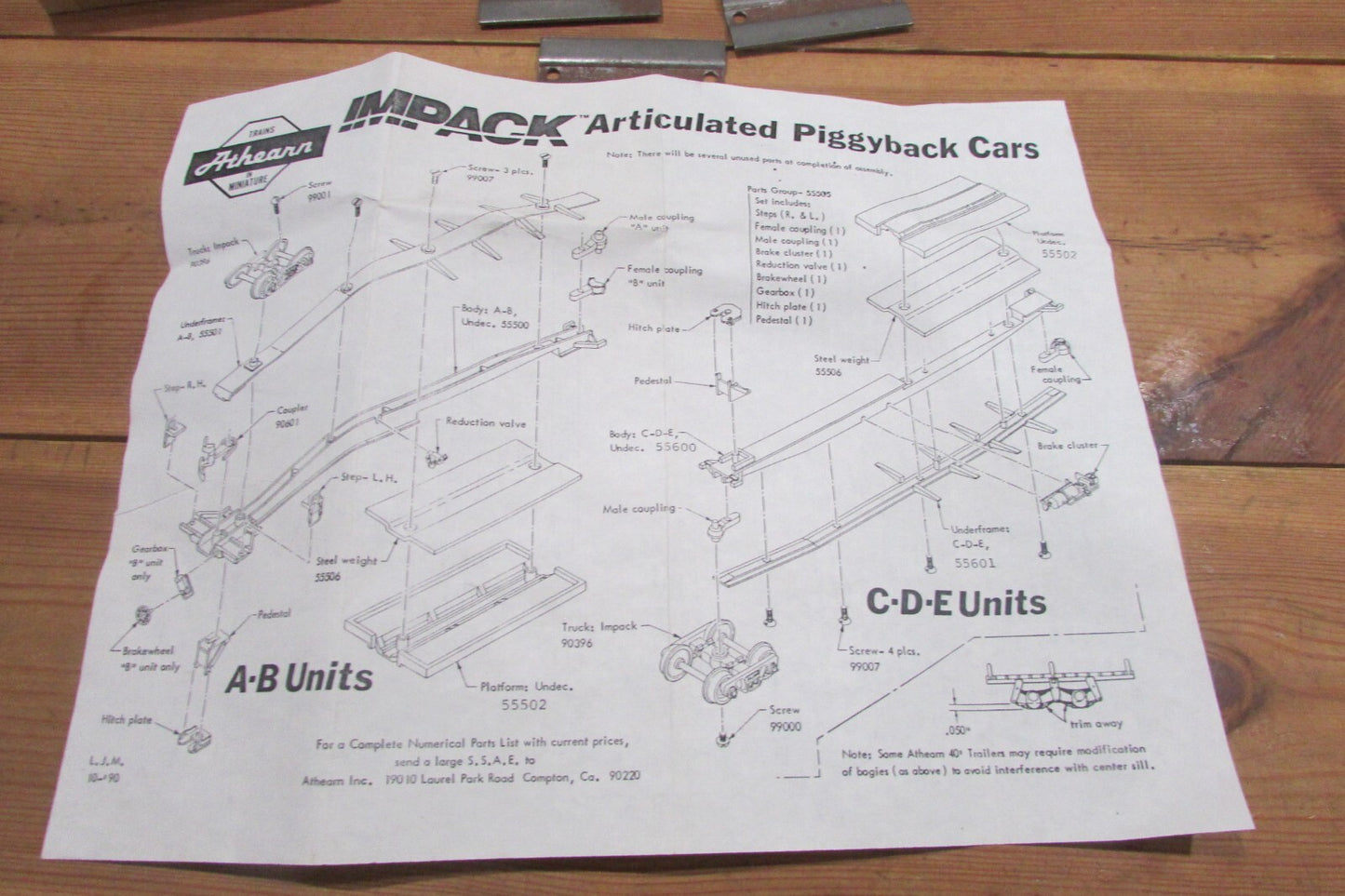 HO Scale Athearn 5560 Impack Inter (Black) Articulated PiggyBack C-D-E Units
