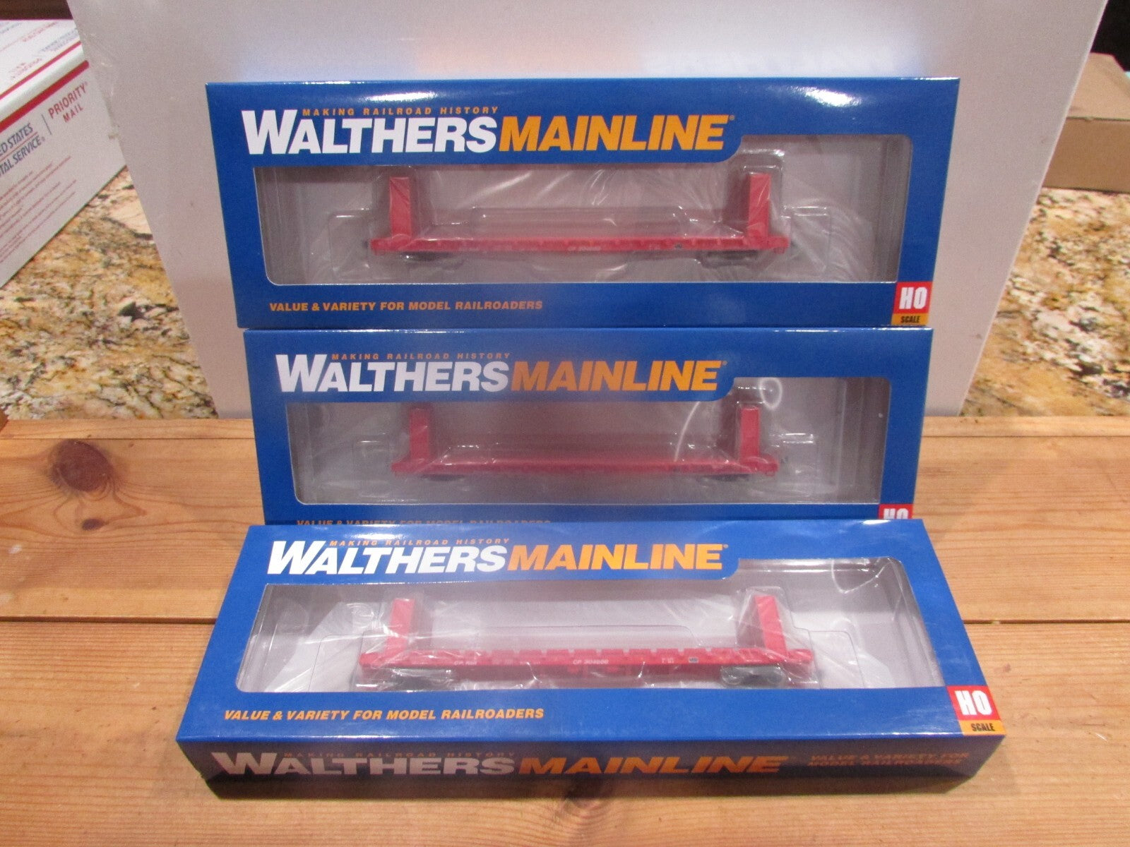 HO Scale Walthers (3) Pullman-Standard 60' Bulkhead Flatcar Canadian Pacific