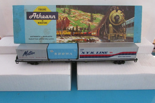 HO Scale Athearn C&O 85ft Flat Car with 3 Containers Lot#2637