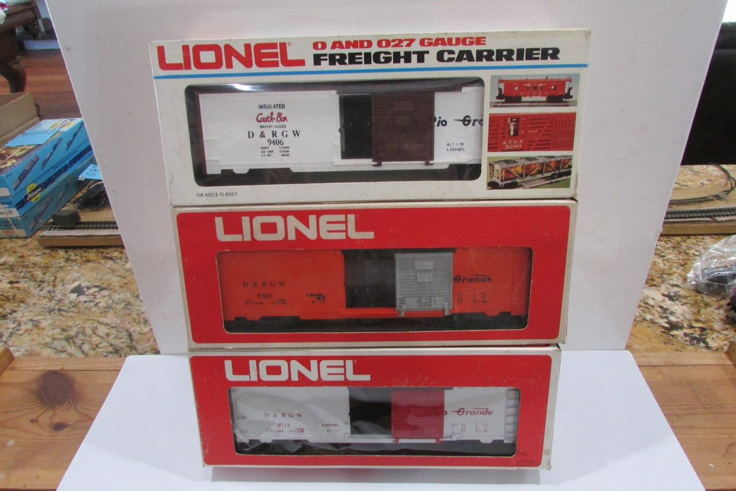 O Gauge Lionel (3) Assorted Box Cars Denver & Rio Grande Lot#3925