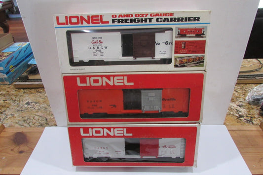 O Gauge Lionel (3) Assorted Box Cars Denver & Rio Grande Lot#3925