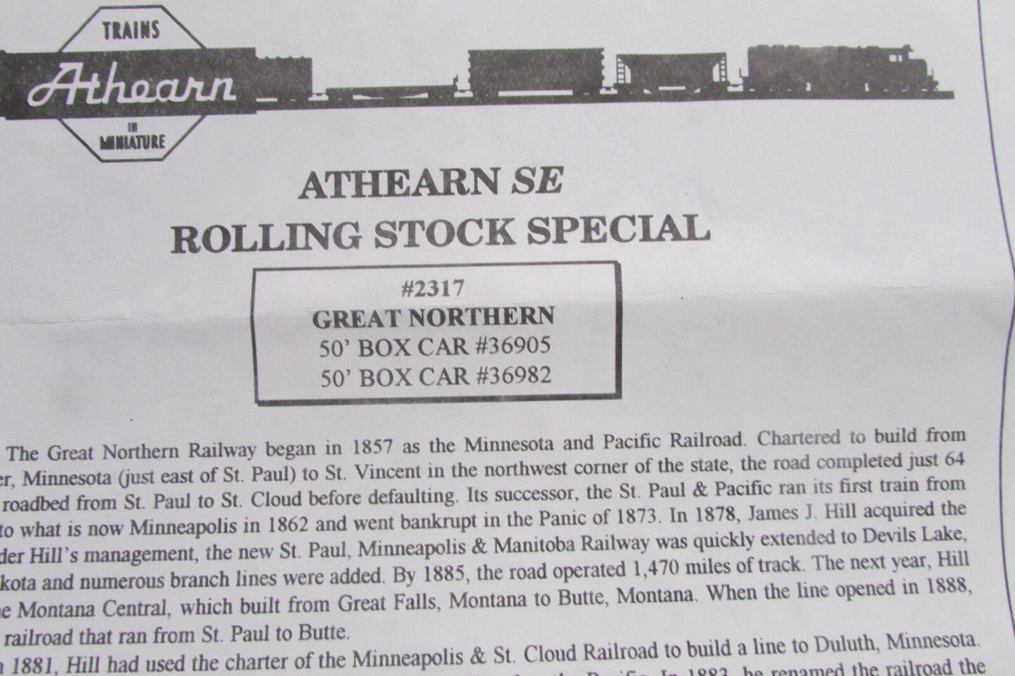 HO Scale Athearn 2317 50ft PD Box Cars Set Great Northern Lot#0668