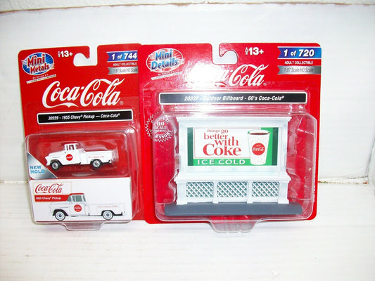 Ho Scale Classic Metal Works (1)Coca Cola Pickup & (1)Oudoor Billboard Coca Cola
