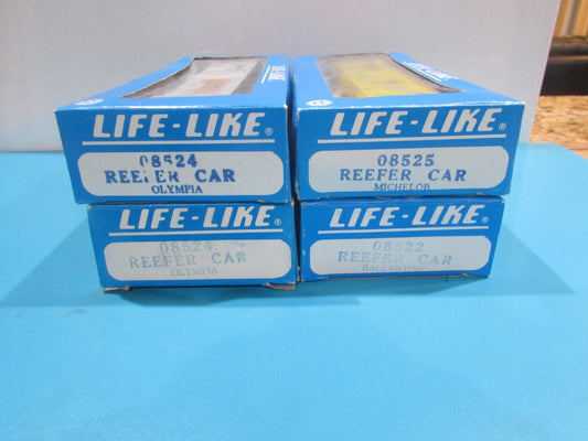 HO Scale Life-Like (4) Assorted Reefer Cars Lot#2174