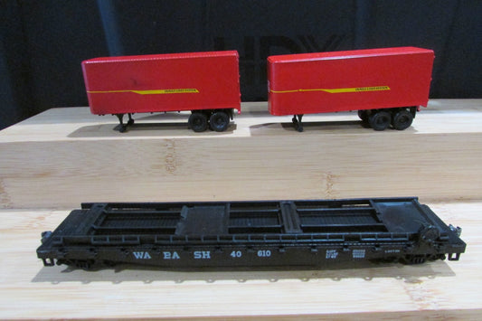 HO Scale Athearn 1403 50ft Flat Car Wabash w/ 2 Trailer ATH5190