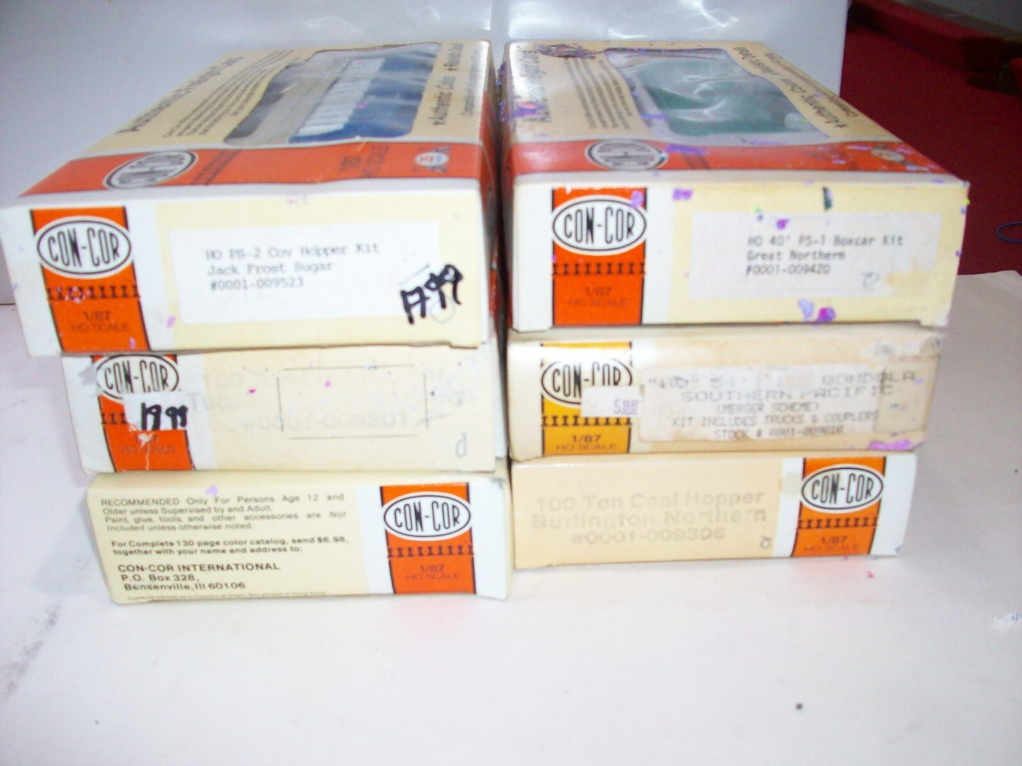 HO Scale  Con-Cor (6) Assorted Freight Cars Kits Lot#4115