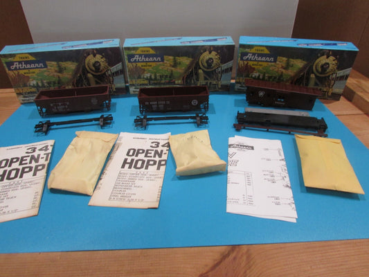 HO Scale Athearn(3)Assorted Freight Cars,Hoppers & Caboose Lot#0942