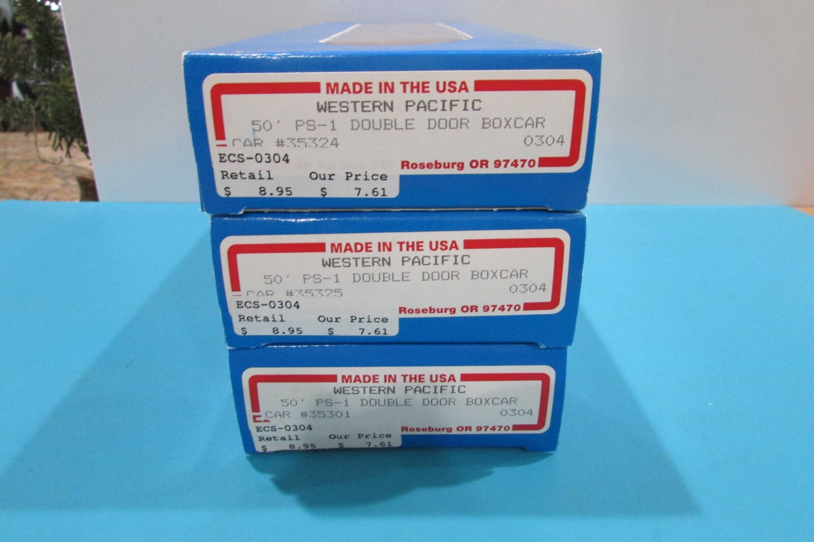 HO Scale E&C Shop (3) Western Pacific  Double Door Box Cars Lot#2486